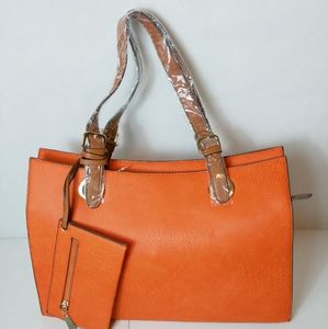 Orange envelope handbag